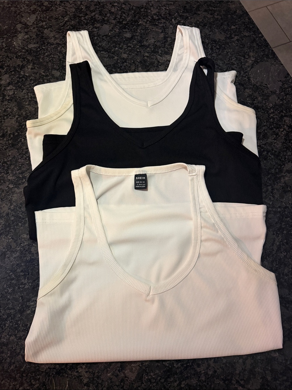 SHEIN Black and White Ribbed Tank Tops - 3 Pack